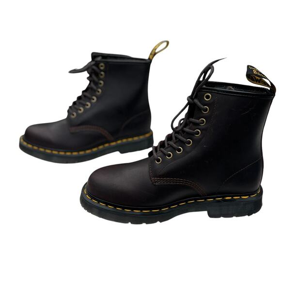 Dr Martens Combat Boot Dark Brown Leather Wintergrip Womens Size 9 Men Size 8 - Picture 2 of 11